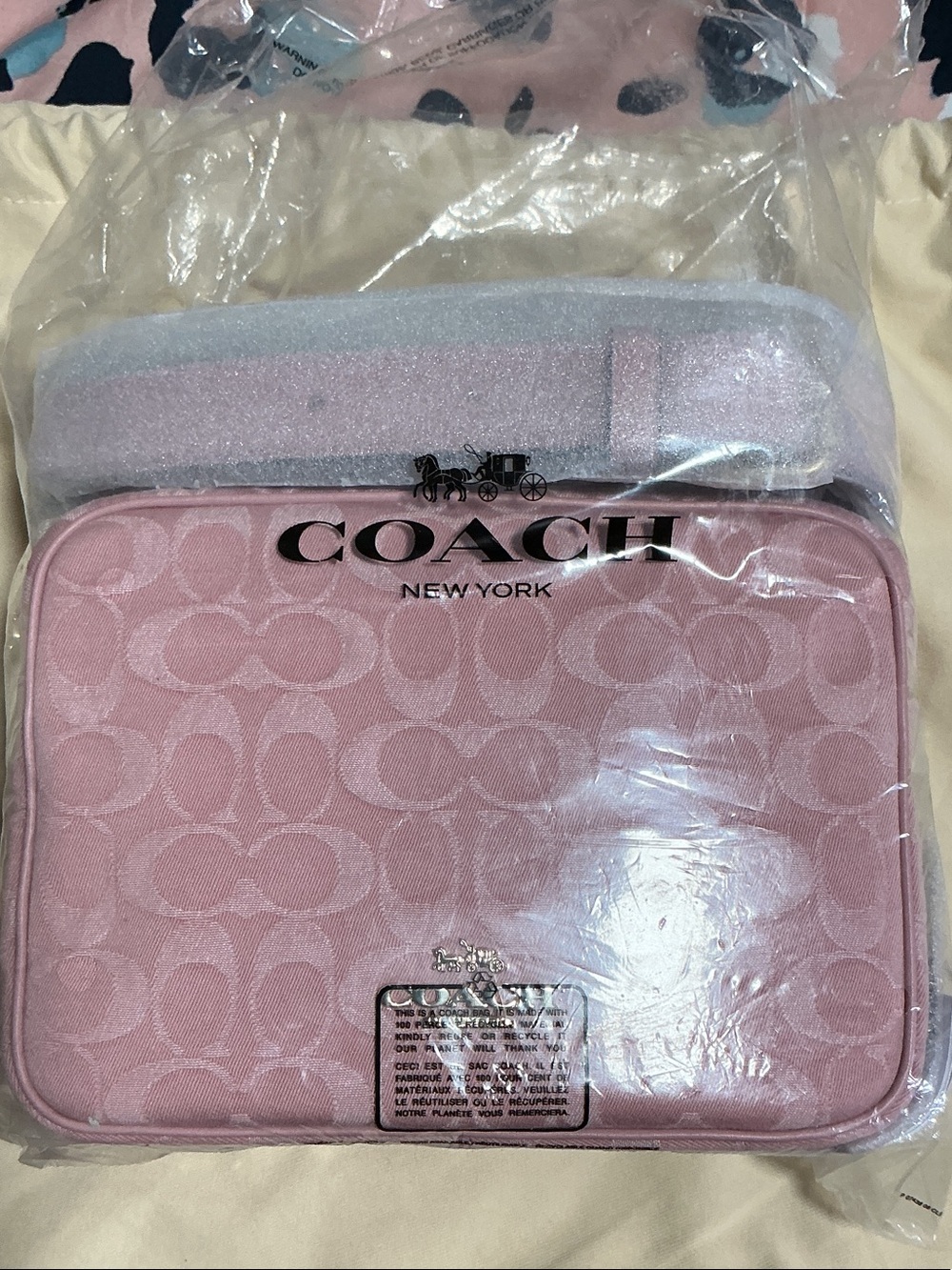 COACH Pink Signature Crossbody Phone Pouch